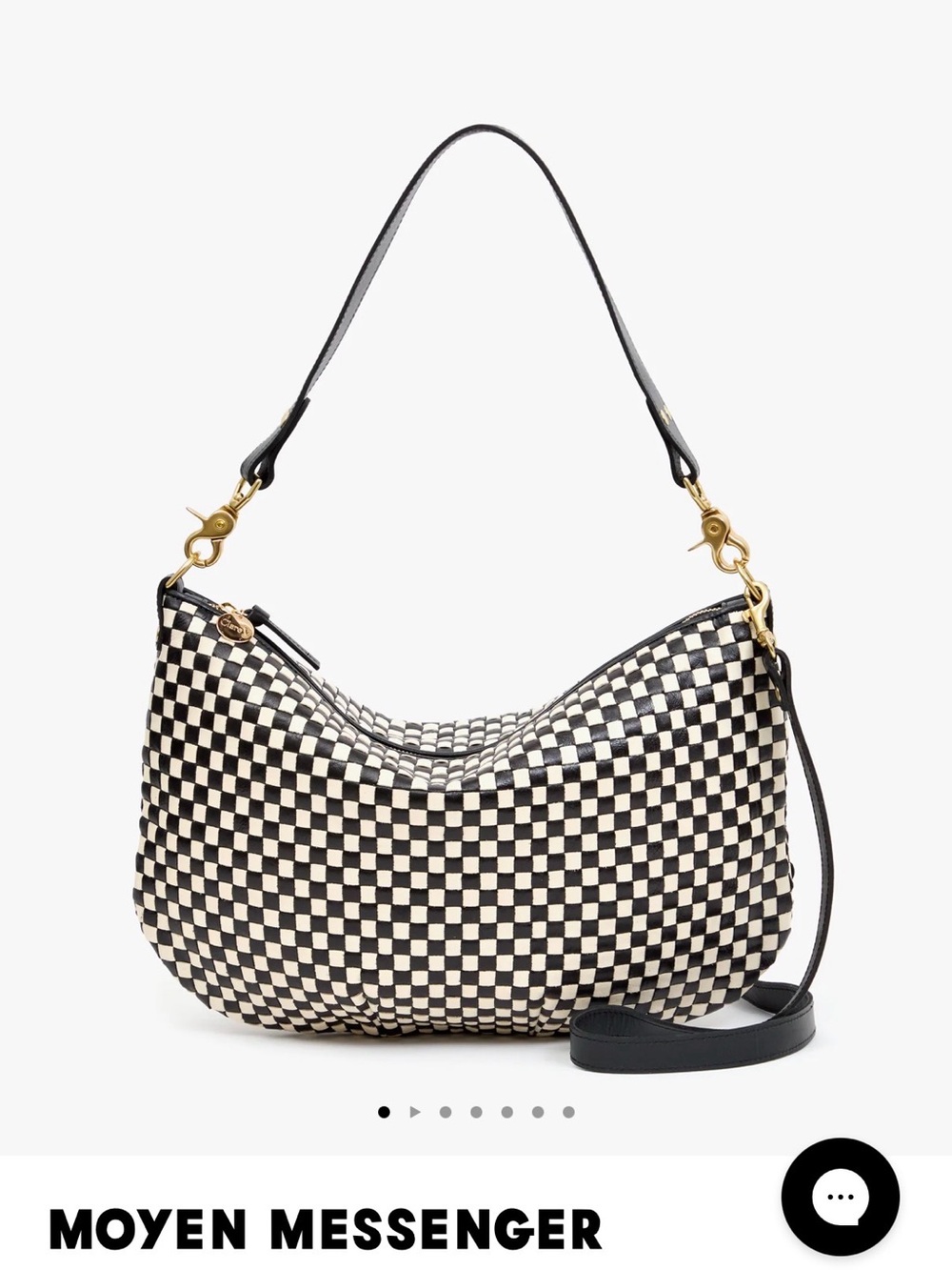NWT Clare V. Moyen Messenger in black and cream woven checker